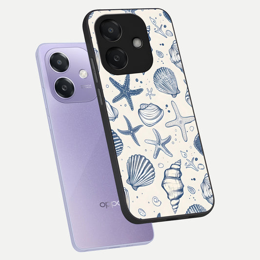  Blue Ocean Outline phone case For Oppo A3x 5G showing premium glass back cover with detailed artwork