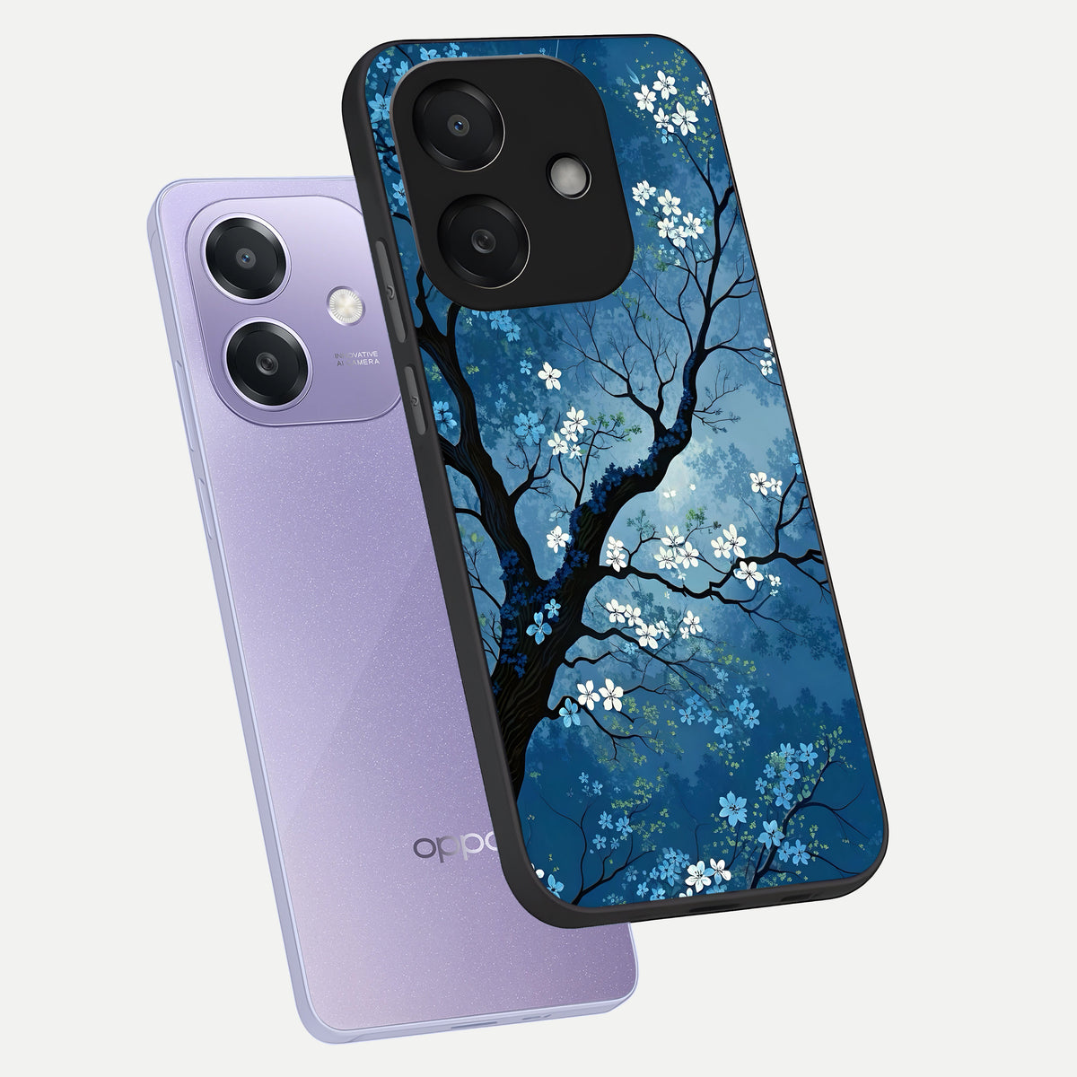 Blue Tree Serenity phone case For Oppo A3x 5G showing premium glass back cover with detailed artwork