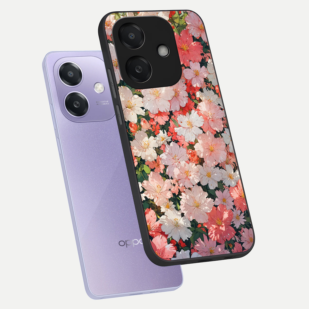  Blush Bloom Field phone case For Oppo A3x 5G showing premium glass back cover with detailed artwork