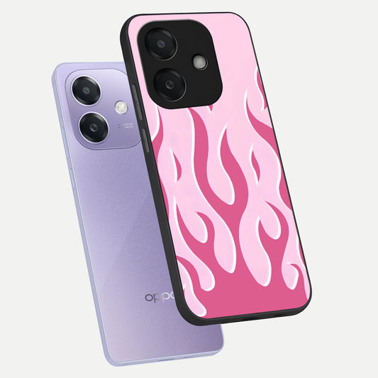  Blush Flame Energy phone case For Oppo A3x 5G showing premium glass back cover with detailed artwork