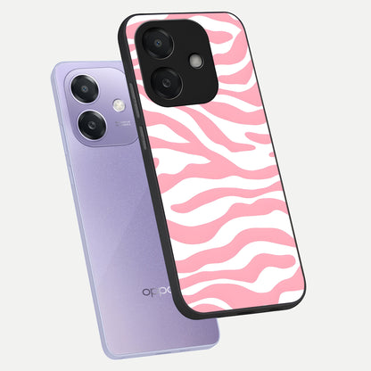  Blush Zebra Flow phone case For Oppo A3x 5G showing premium glass back cover with detailed artwork