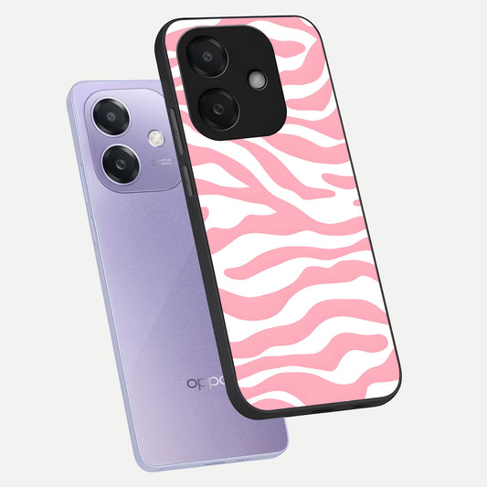  Blush Zebra Flow phone case For Oppo A3x 5G showing premium glass back cover with detailed artwork