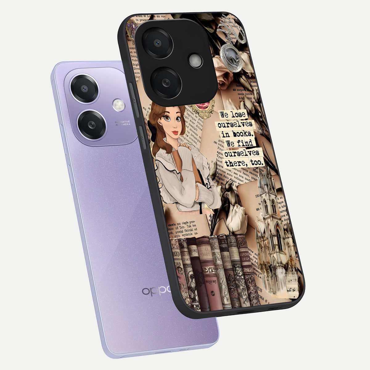  Bookish Dream World phone case For Oppo A3x 5G showing premium glass back cover with detailed artwork