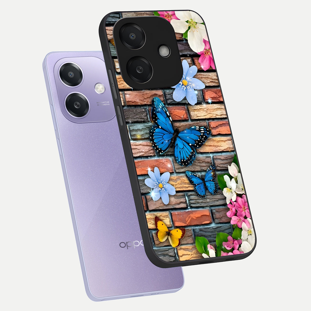  Brick Bloom Flight phone case For Oppo A3x 5G showing premium glass back cover with detailed artwork