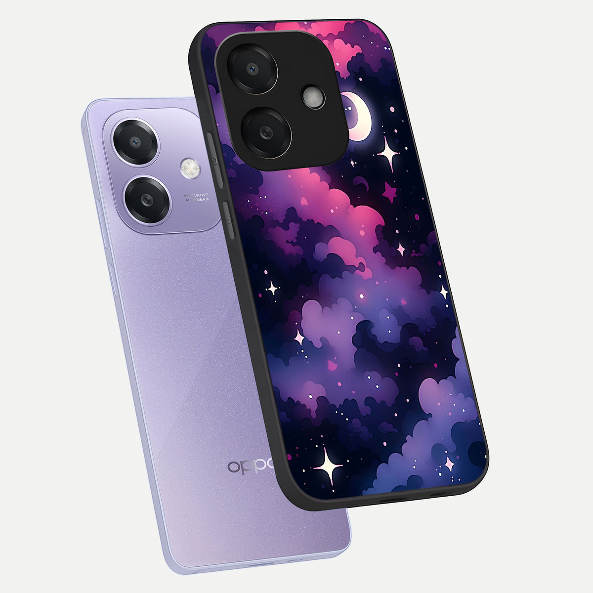  Celestial Moon Magic phone case For Oppo A3x 5G showing premium glass back cover with detailed artwork