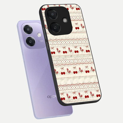  Cherry Bloom Charm phone case For Oppo A3x 5G showing premium glass back cover with detailed artwork