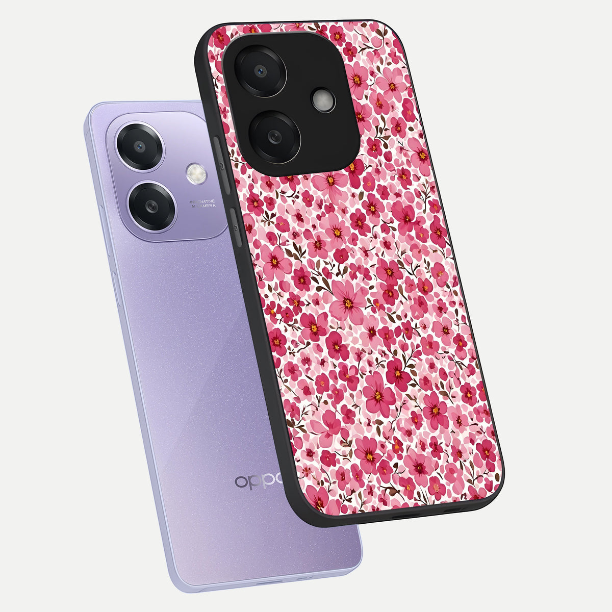  Cherry Blossom Charm phone case For Oppo A3x 5G showing premium glass back cover with detailed artwork