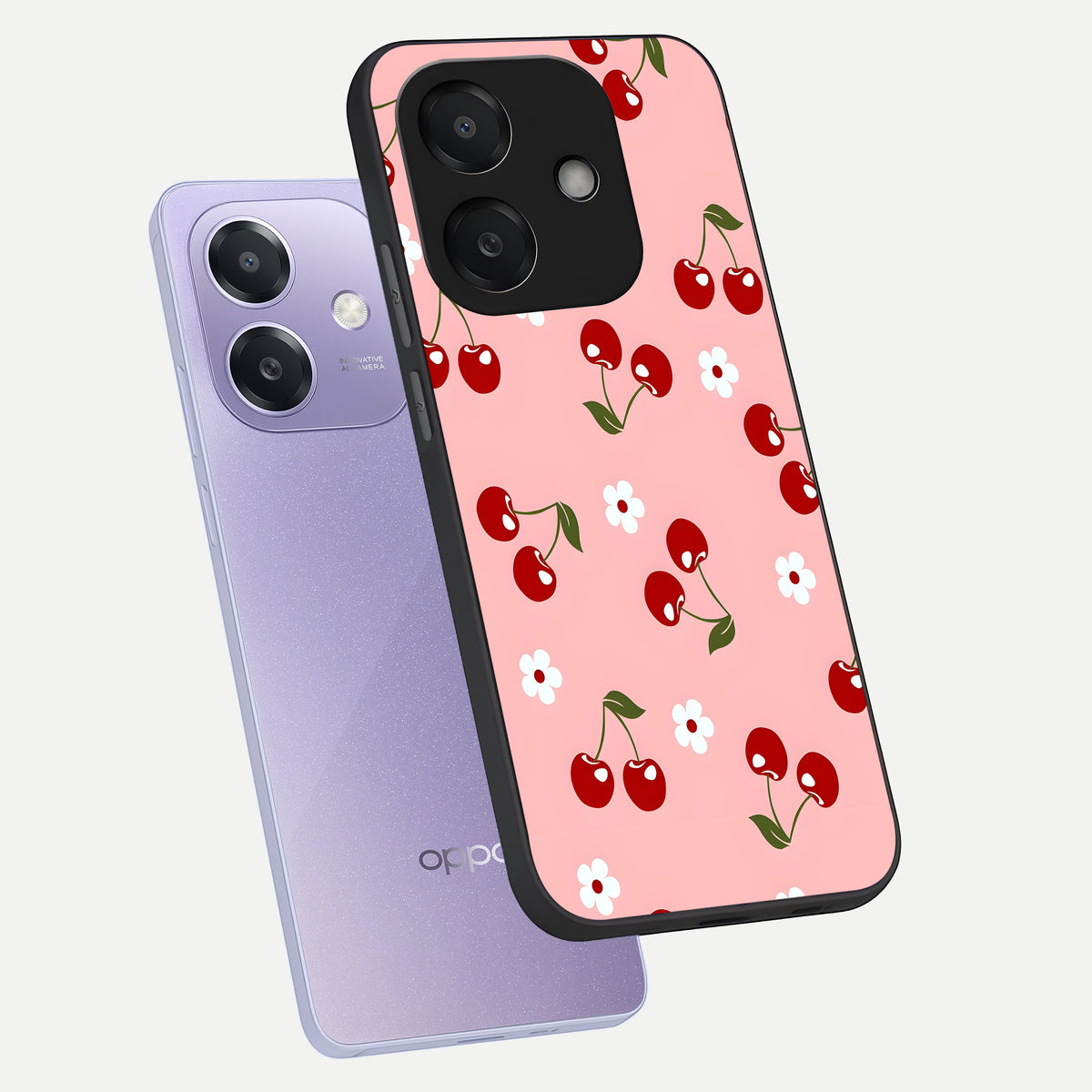  Cherry Love Mood phone case For Oppo A3x 5G showing premium glass back cover with detailed artwork