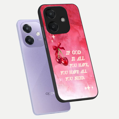  Cherry Quote phone case For Oppo A3x 5G showing premium glass back cover with detailed artwork