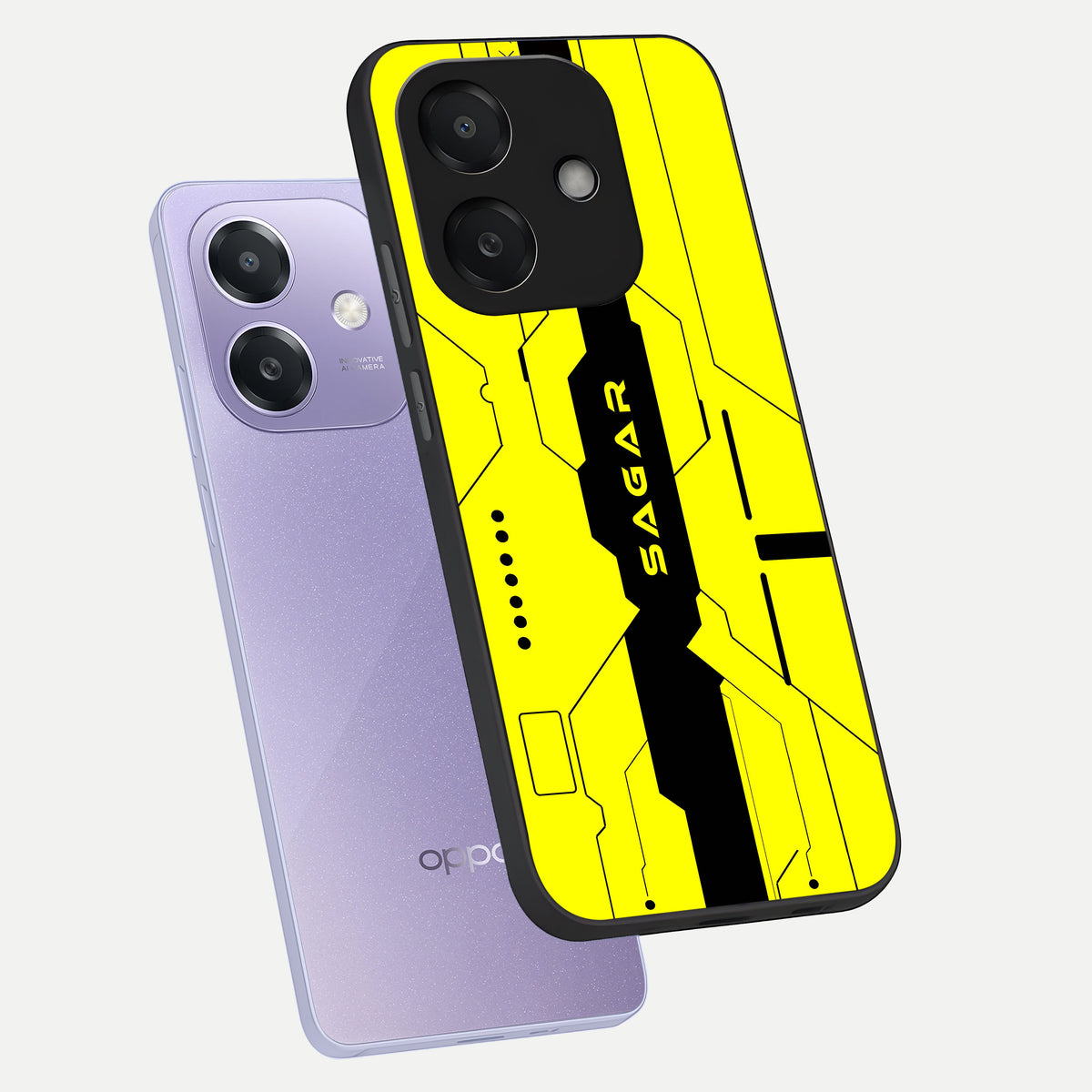  Circuit CYBERPUNK Custom Name phone case For Oppo A3x 5G showing premium glass back cover with detailed artwork