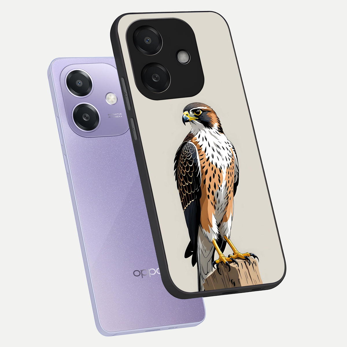  Clever Eagle phone case For Oppo A3x 5G showing premium glass back cover with detailed artwork