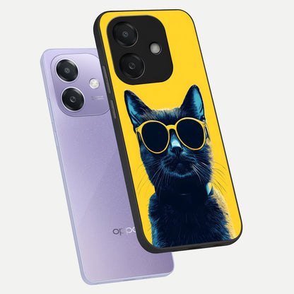  Cool Cat Vibes phone case For Oppo A3x 5G showing premium glass back cover with detailed artwork