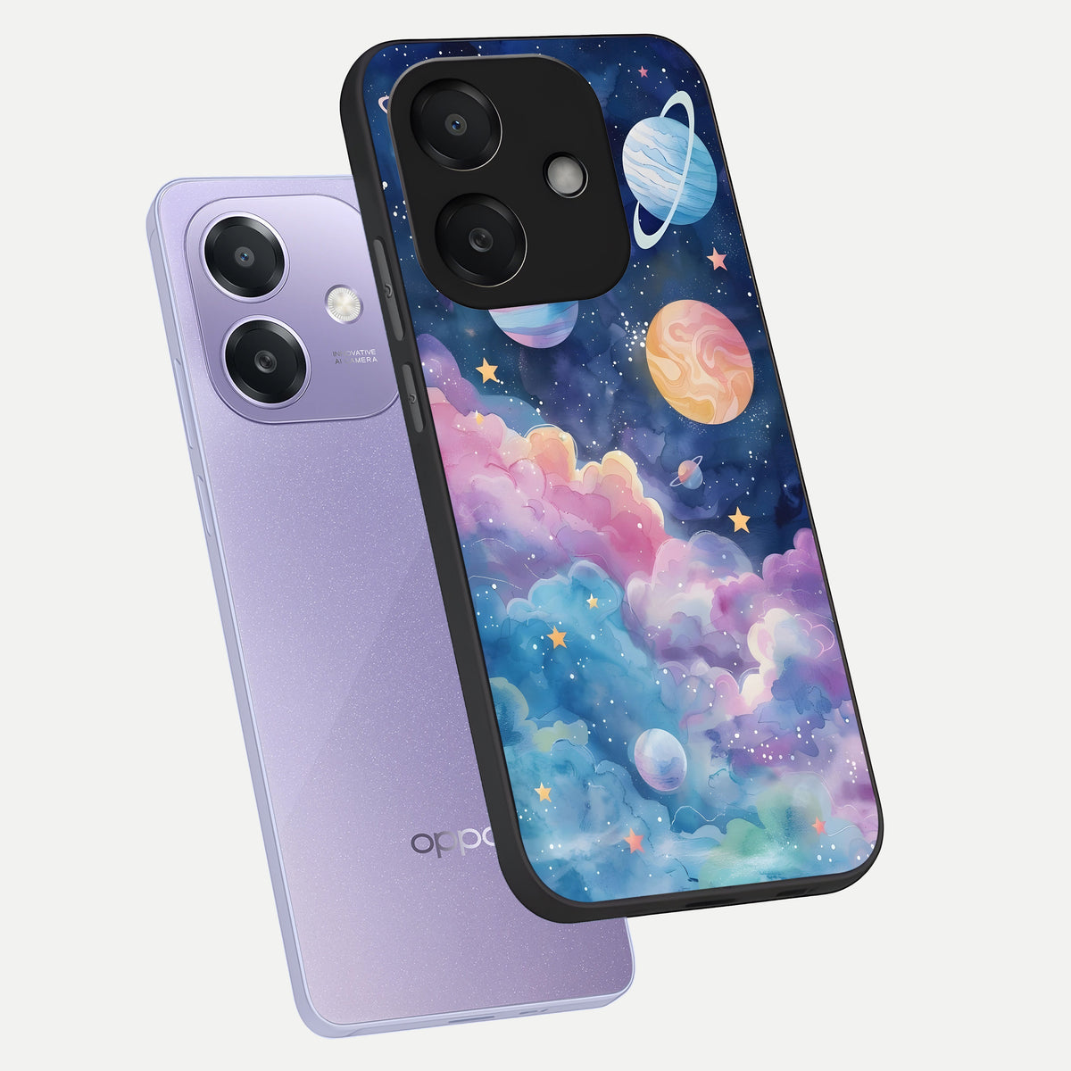  Cosmic Planet Dreams phone case For Oppo A3x 5G showing premium glass back cover with detailed artwork