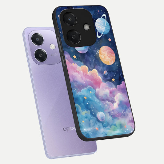  Cosmic Planet Dreams phone case For Oppo A3x 5G showing premium glass back cover with detailed artwork