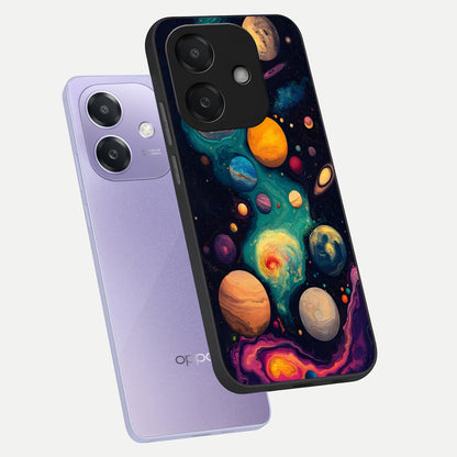  Cosmic Planet Journey phone case For Oppo A3x 5G showing premium glass back cover with detailed artwork
