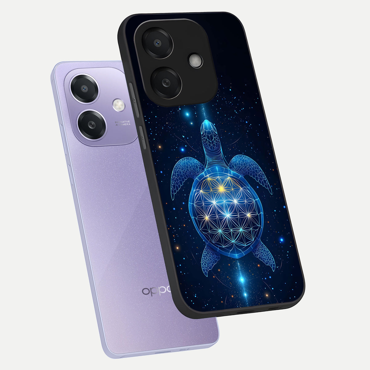  Crimson Blue Turtle phone case For Oppo A3x 5G showing premium glass back cover with detailed artwork