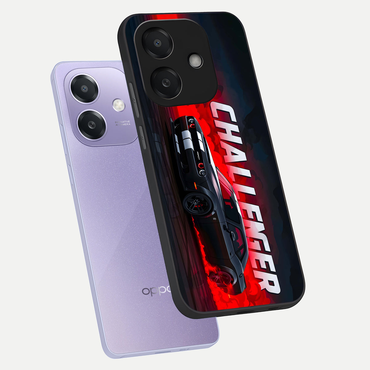  Crimson Challenger Fury phone case For Oppo A3x 5G showing premium glass back cover with detailed artwork