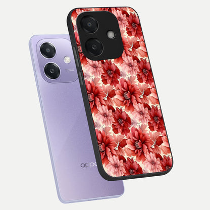  Crimson Love Petals phone case For Oppo A3x 5G showing premium glass back cover with detailed artwork