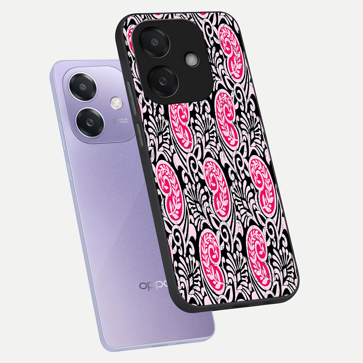  Crimson Paisley Charm phone case For Oppo A3x 5G showing premium glass back cover with detailed artwork