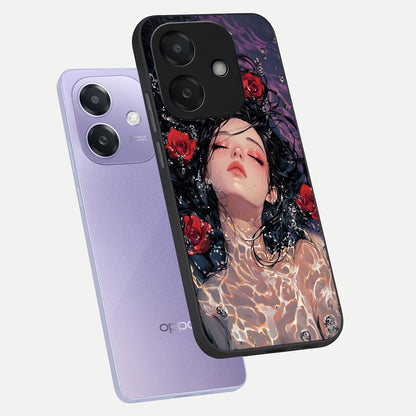  Crimson Rose Serenity phone case For Oppo A3x 5G showing premium glass back cover with detailed artwork