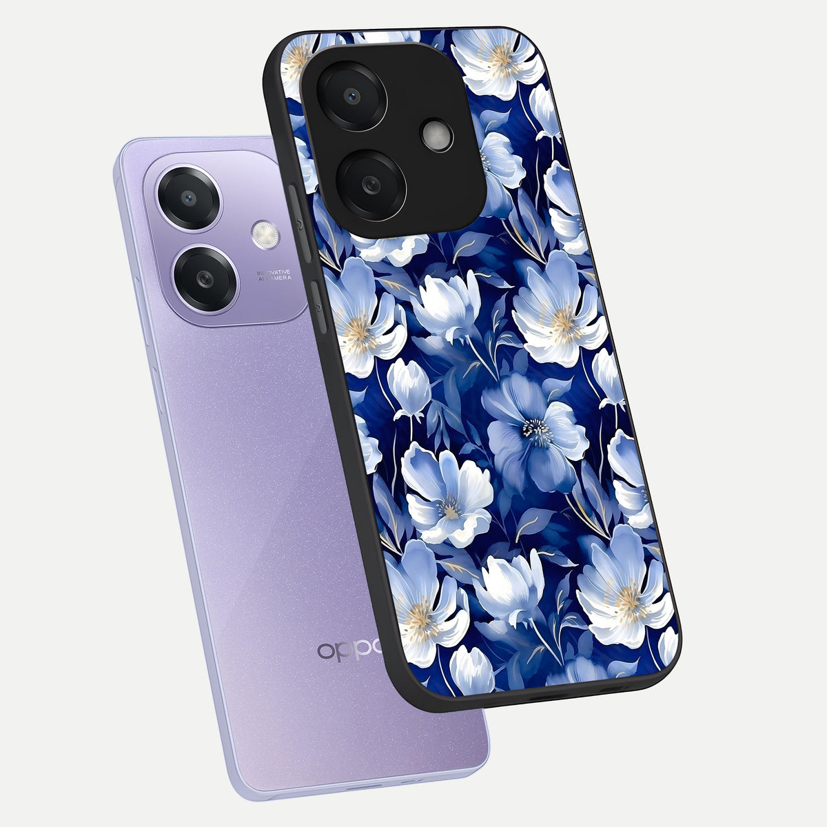  Cute Floral Patterns phone case For Oppo A3x 5G showing premium glass back cover with detailed artwork