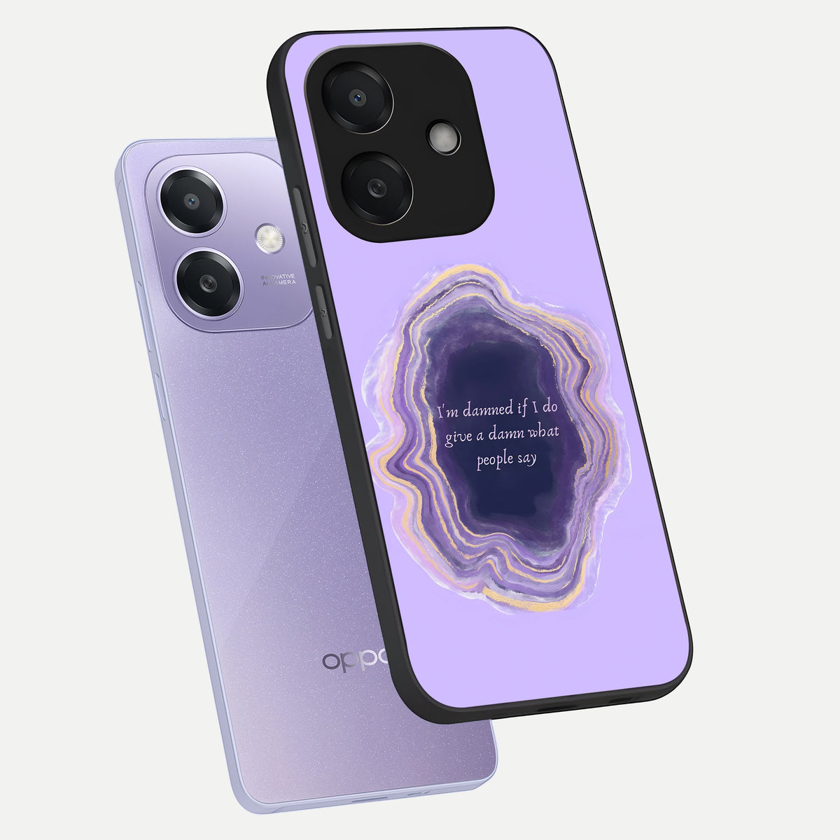  Damned People Quote phone case For Oppo A3x 5G showing premium glass back cover with detailed artwork