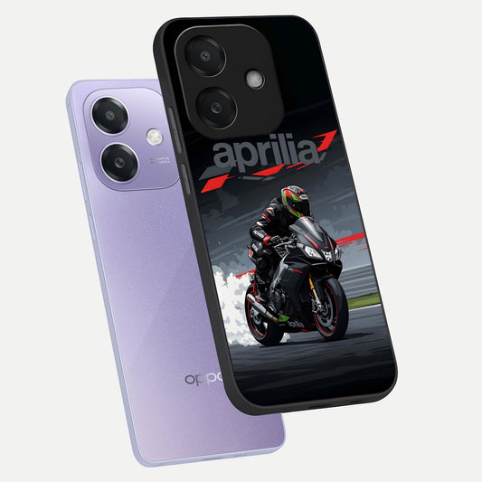  Dark Aprilla phone case For Oppo A3x 5G showing premium glass back cover with detailed artwork