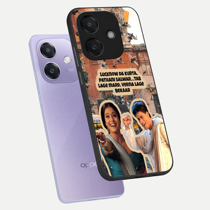  Desi Retro Vibes phone case For Oppo A3x 5G showing premium glass back cover with detailed artwork