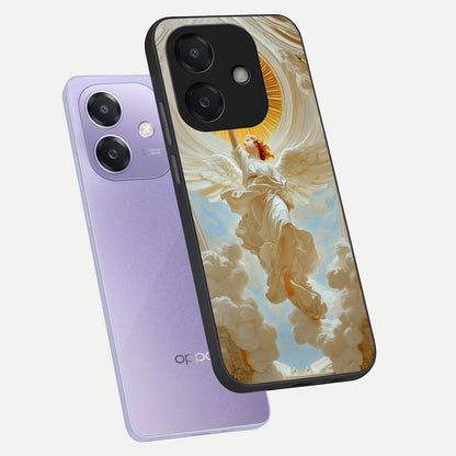  Divine Light Angel phone case For Oppo A3x 5G showing premium glass back cover with detailed artwork