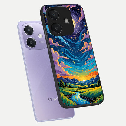  Dreamy Night Landscape phone case For Oppo A3x 5G showing premium glass back cover with detailed artwork