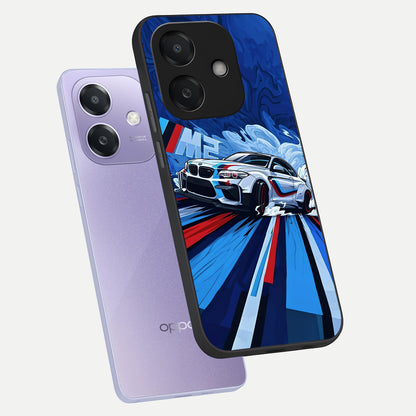  Drift Power Rush phone case For Oppo A3x 5G showing premium glass back cover with detailed artwork
