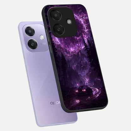  Eternal Cosmic Drive phone case For Oppo A3x 5G showing premium glass back cover with detailed artwork