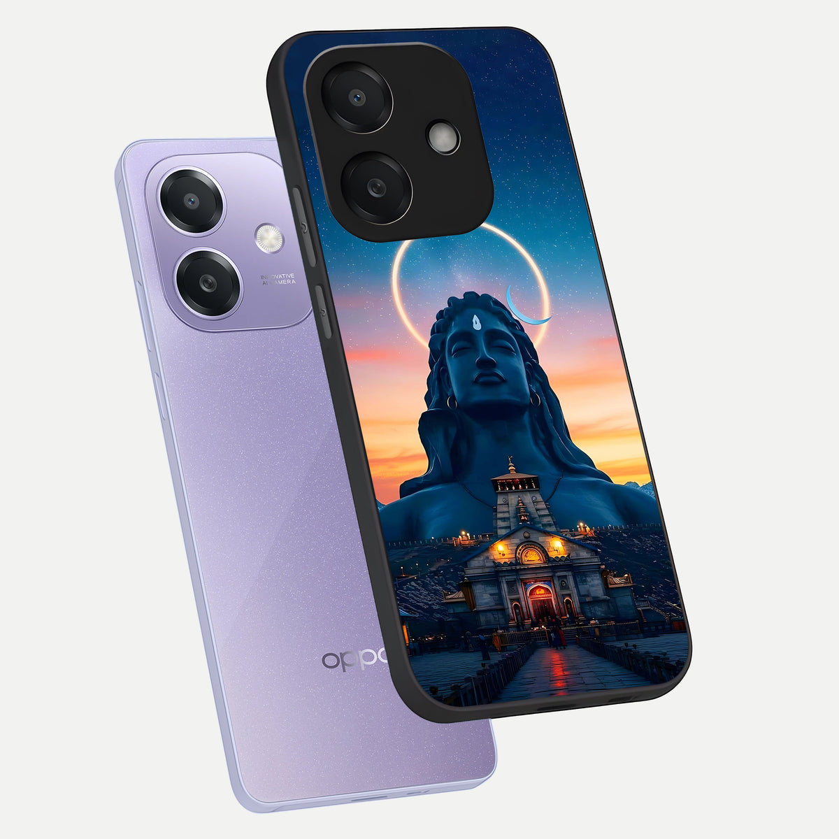 Eternal Shiva Aura phone case For Oppo A3x 5G showing premium glass back cover with detailed artwork