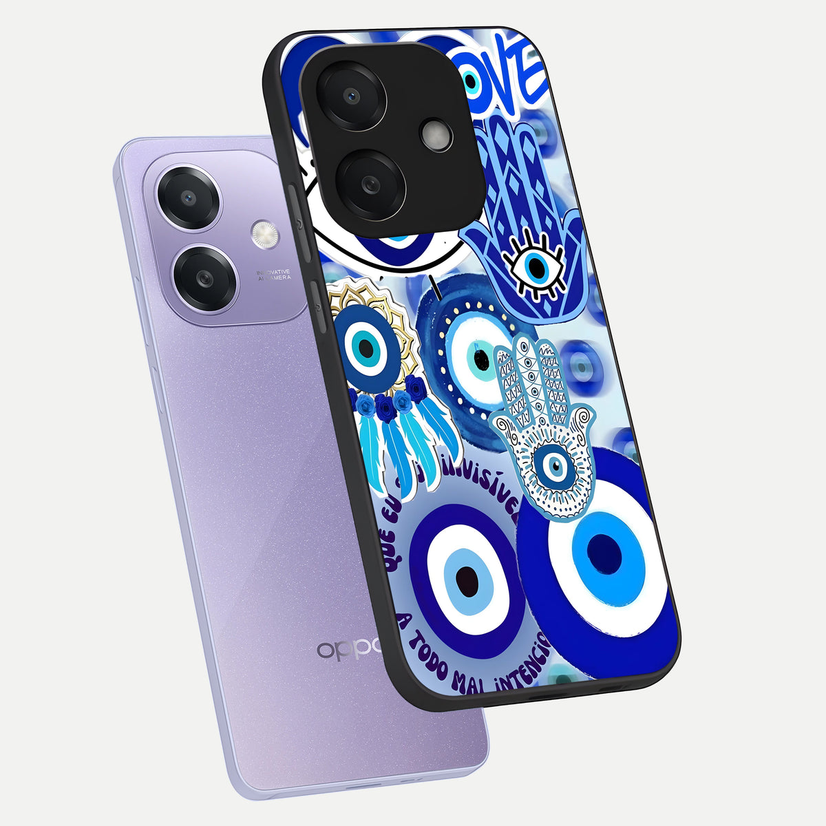  Evil Eyes Dream phone case For Oppo A3x 5G showing premium glass back cover with detailed artwork