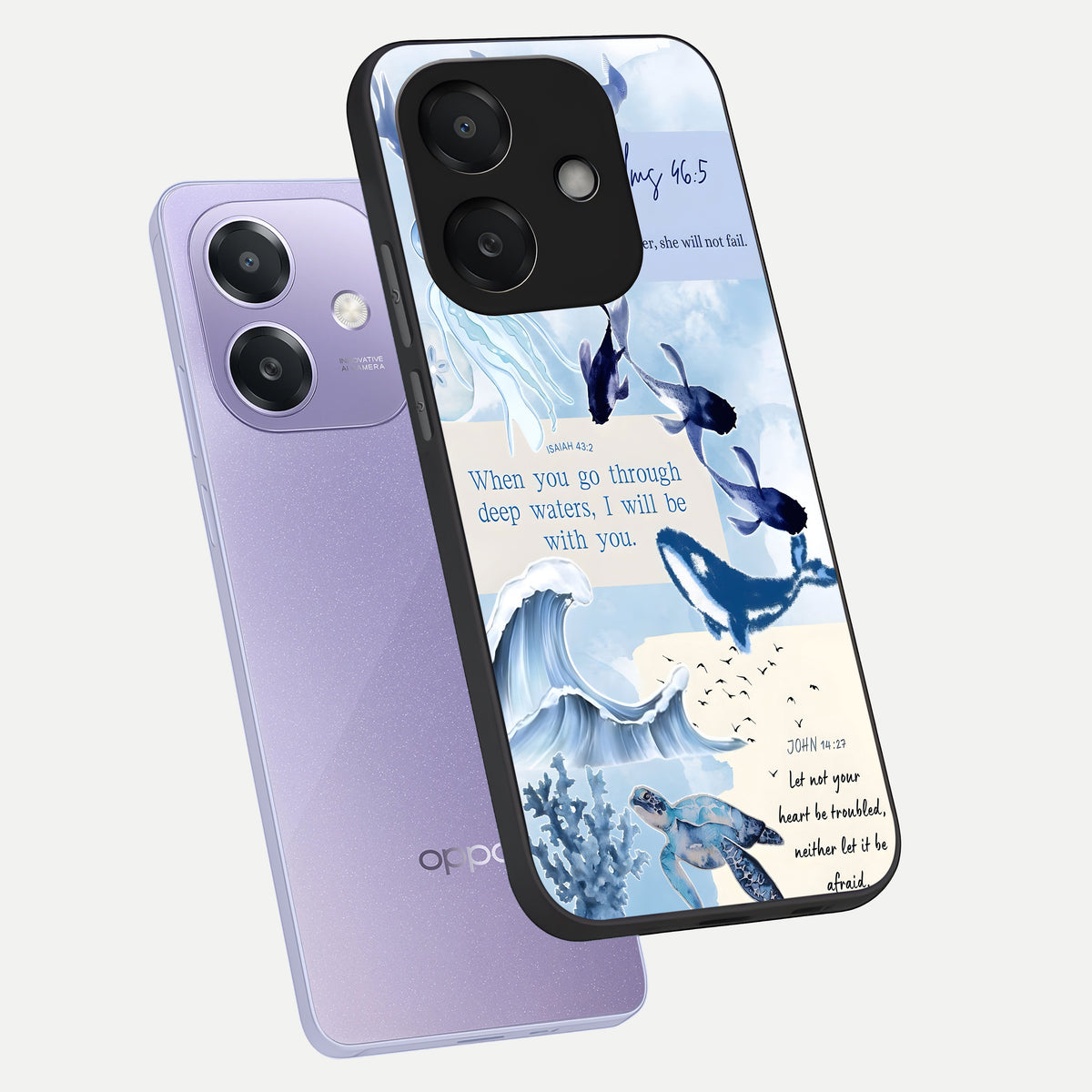  Faithful Ocean Promise phone case For Oppo A3x 5G showing premium glass back cover with detailed artwork