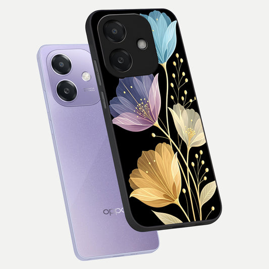  Flower Bloom Glow phone case For Oppo A3x 5G showing premium glass back cover with detailed artwork