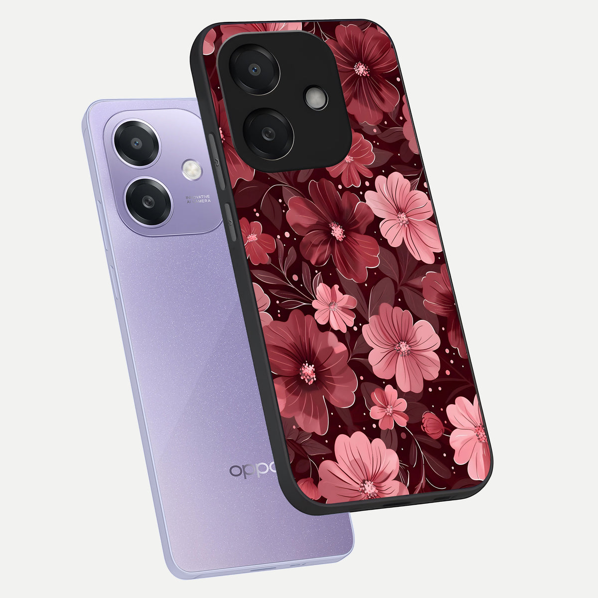  Flower Blush Bloom phone case For Oppo A3x 5G showing premium glass back cover with detailed artwork