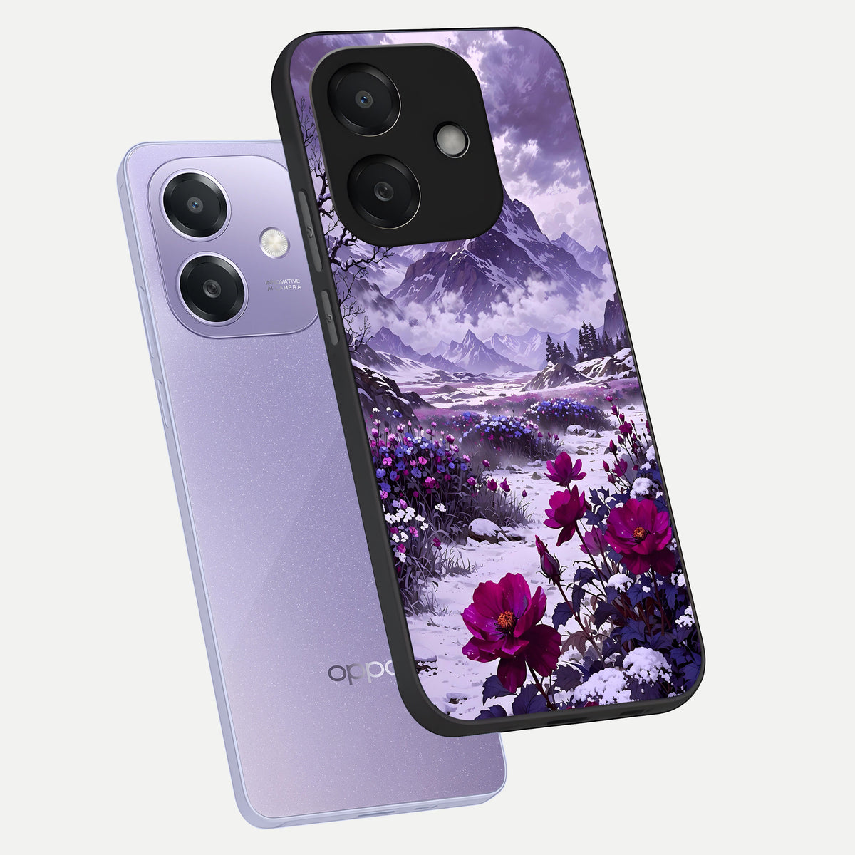  Flower Mountain View phone case For Oppo A3x 5G showing premium glass back cover with detailed artwork