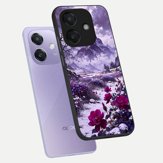  Flower Mountain View phone case For Oppo A3x 5G showing premium glass back cover with detailed artwork