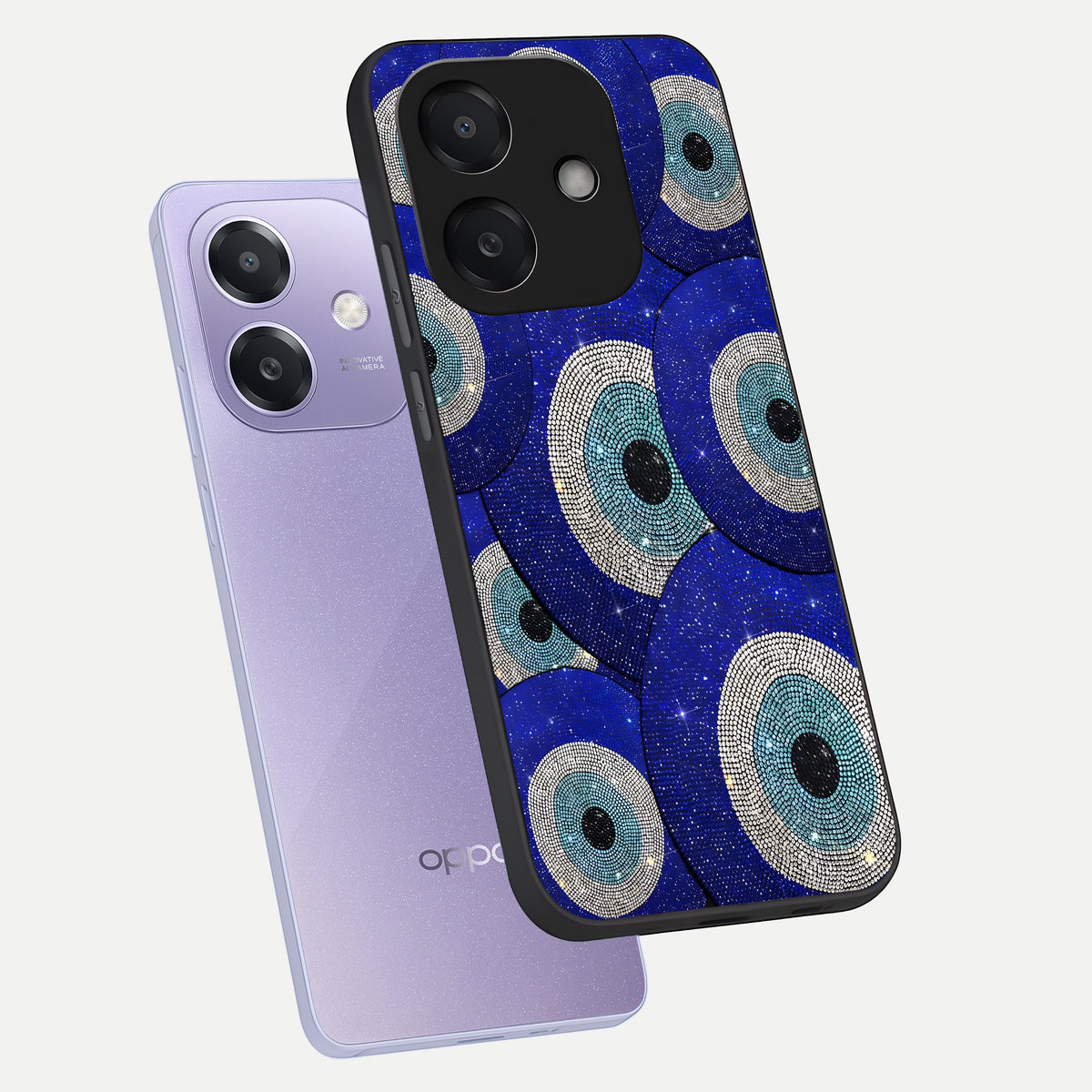  Galaxy Eye Flow phone case For Oppo A3x 5G showing premium glass back cover with detailed artwork
