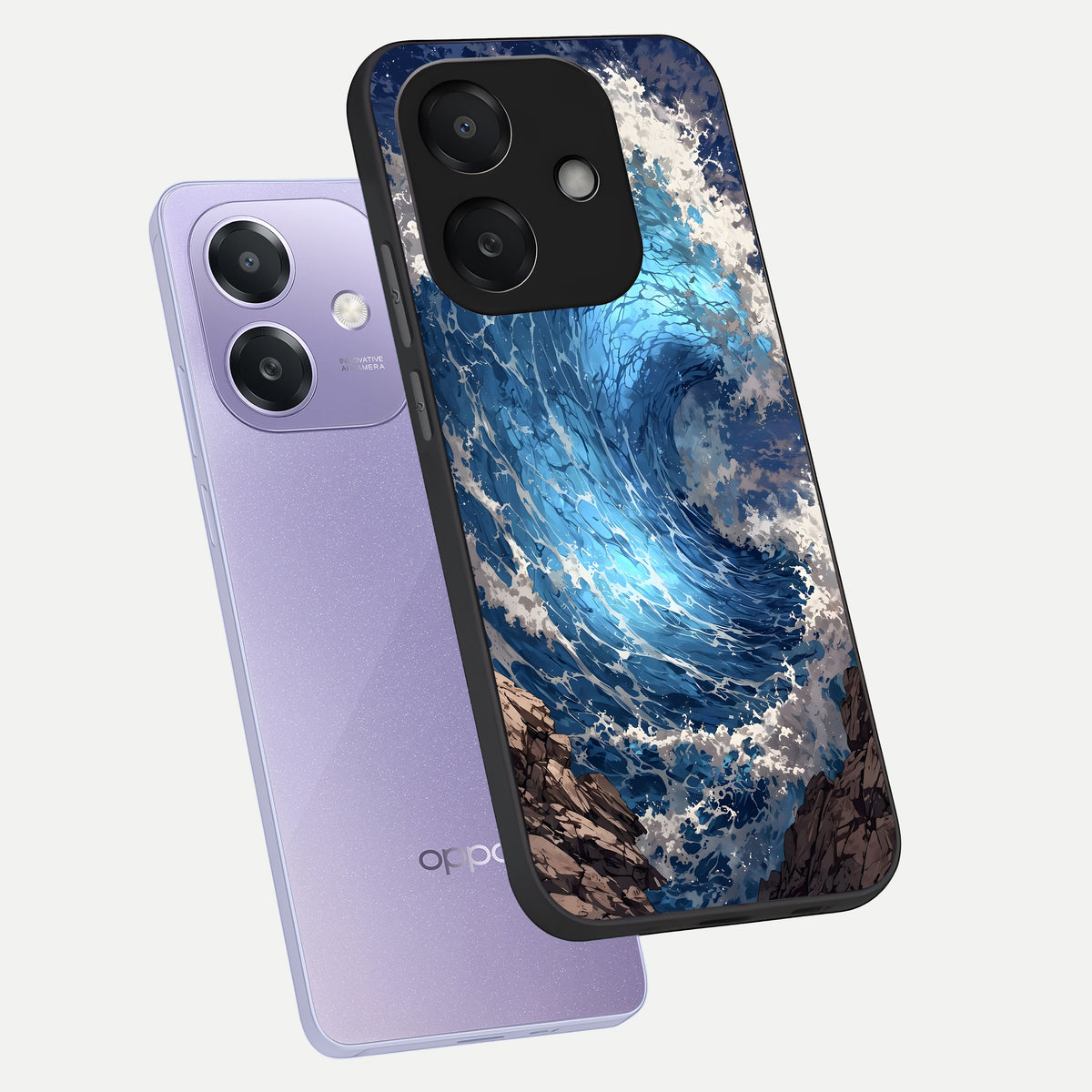  Giant Ocean Wave phone case For Oppo A3x 5G showing premium glass back cover with detailed artwork