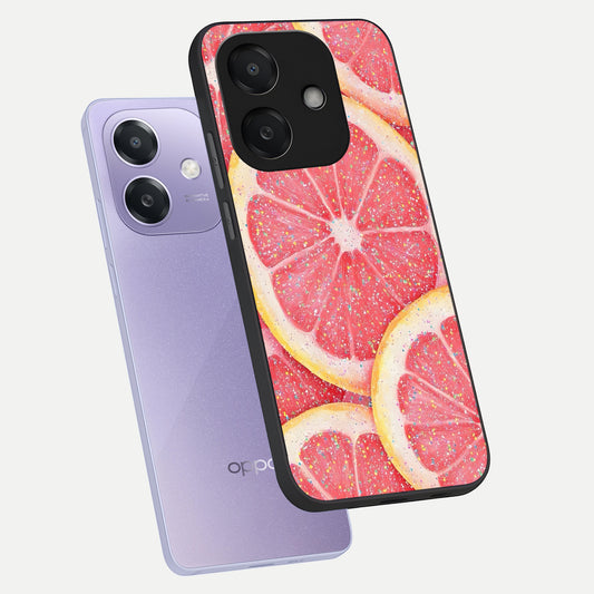  Glitter Grapefruit phone case For Oppo A3x 5G showing premium glass back cover with detailed artwork
