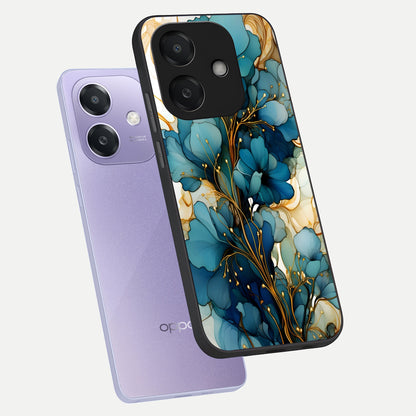  Golden Bloom Symphony phone case For Oppo A3x 5G showing premium glass back cover with detailed artwork