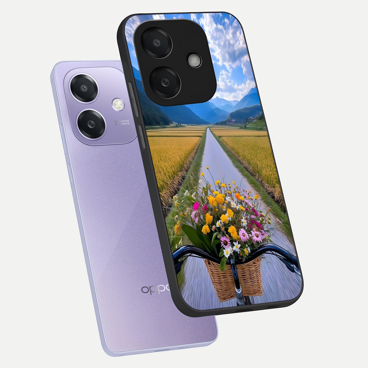  Golden Field Journey phone case For Oppo A3x 5G showing premium glass back cover with detailed artwork