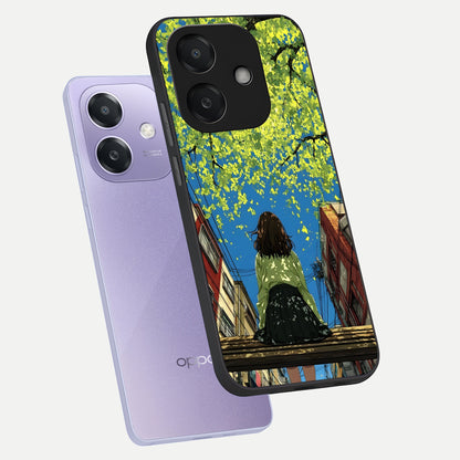  Golden Leaves Glow phone case For Oppo A3x 5G showing premium glass back cover with detailed artwork