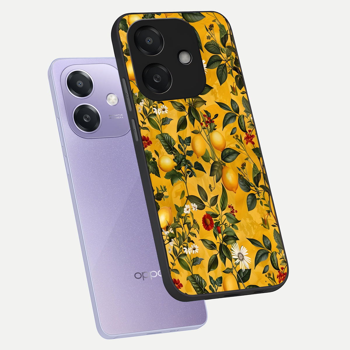  Golden Lemon Field phone case For Oppo A3x 5G showing premium glass back cover with detailed artwork