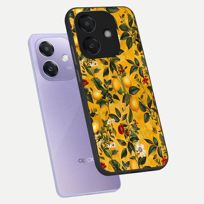  Golden Lemon Field phone case For Oppo A3x 5G showing premium glass back cover with detailed artwork