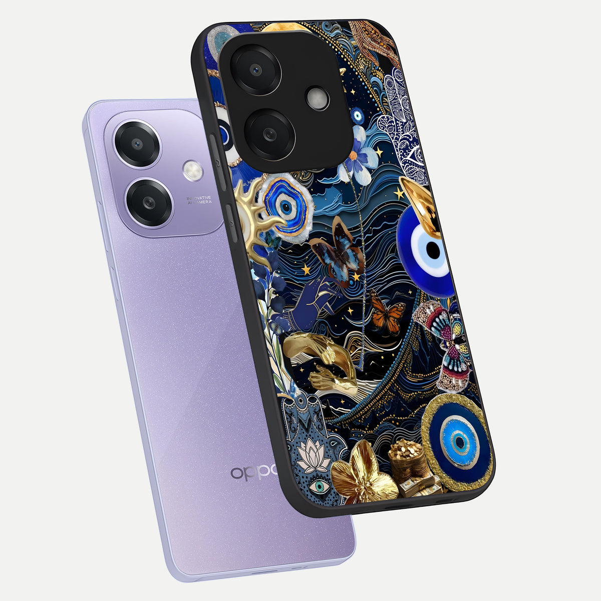  Golden Moon Magic phone case For Oppo A3x 5G showing premium glass back cover with detailed artwork
