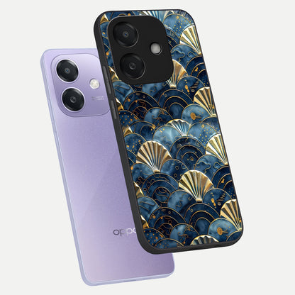 Golden Wave Luxe phone case For Oppo A3x 5G showing premium glass back cover with detailed artwork