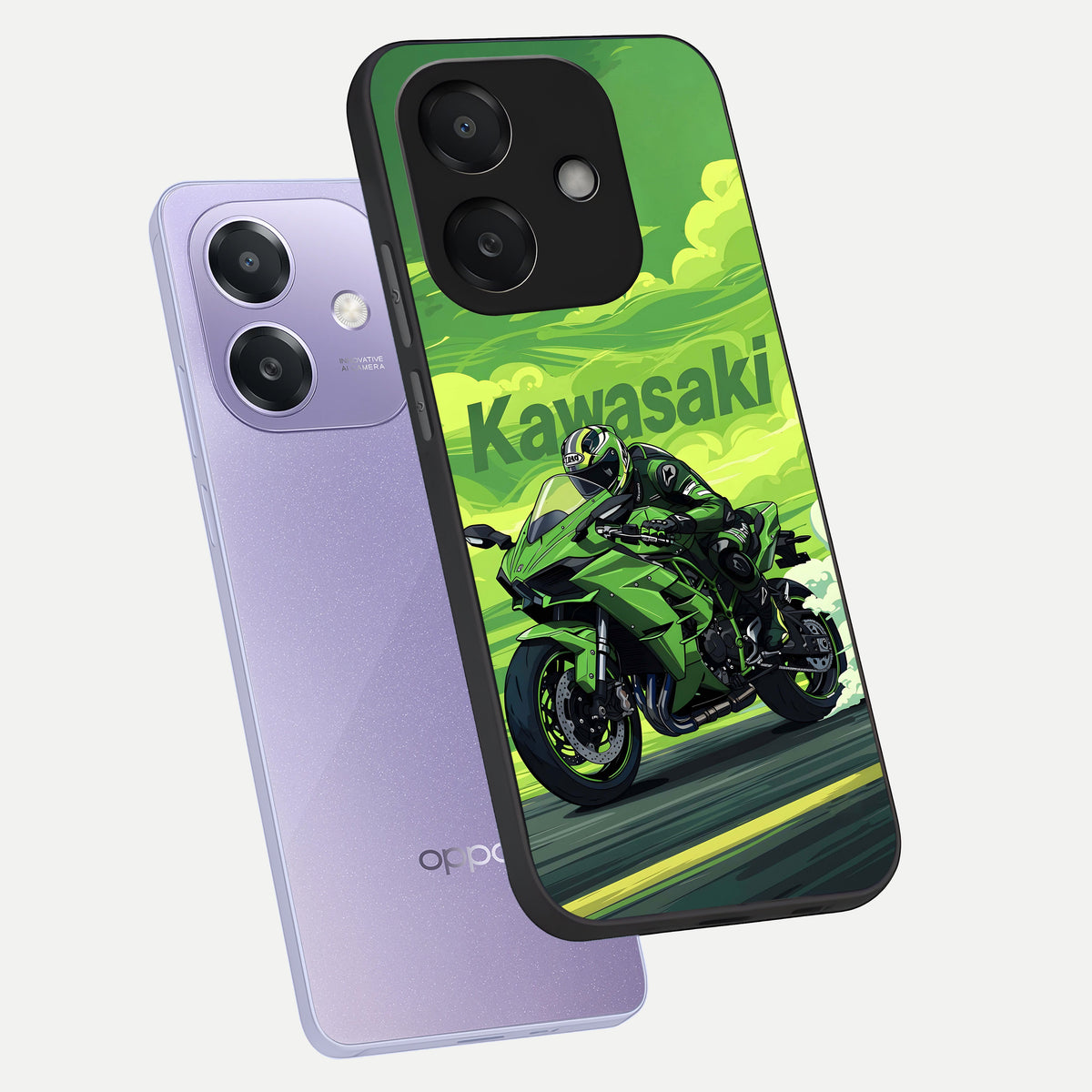  Greenery Sky phone case For Oppo A3x 5G showing premium glass back cover with detailed artwork